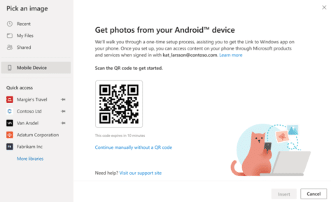 Grab photos from Android direct to Word or PowerPoint