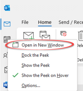 Outlook for Windows – restoring windows