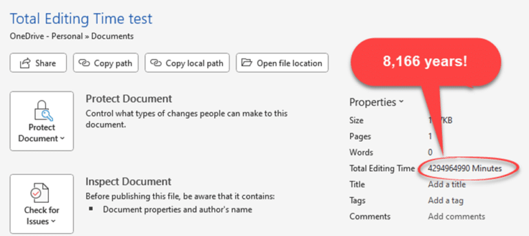 Don’t trust Total Editing Time in Word - Office Watch