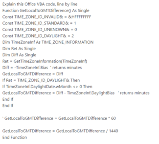 Understand Office VBA code with ChatGPT