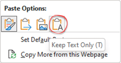 Paste Text Only gets a Word shortcut and confusion