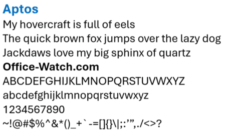 New and old Office font – side-by-side comparison