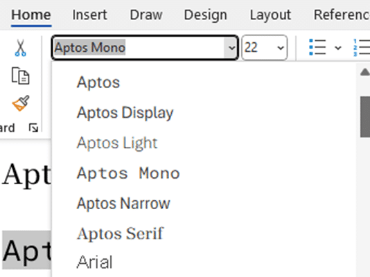 Surprise! Office 2021 & Office 2019 has the all Aptos fonts - Office Watch