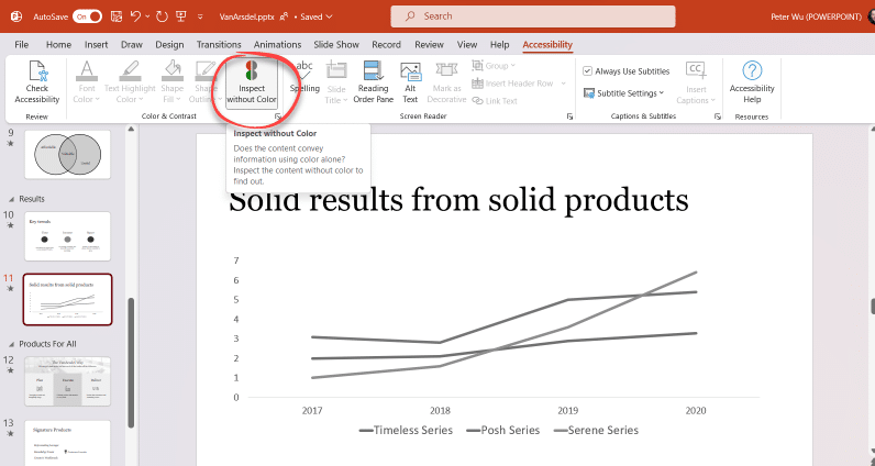 Inspect without color in PowerPoint