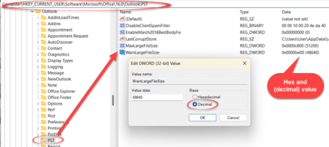 Fixing and increasing Outlook PST/OST size limits