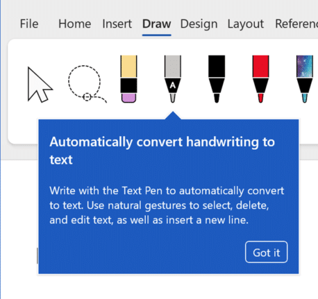 Ink to Text tool in Microsoft 365 for Windows