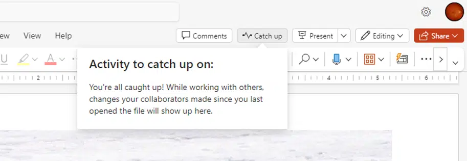 Look out for Catch Up in Microsoft Office