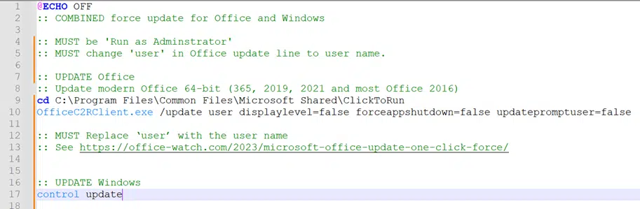 Combined ‘one-click’ update for both Windows and Office