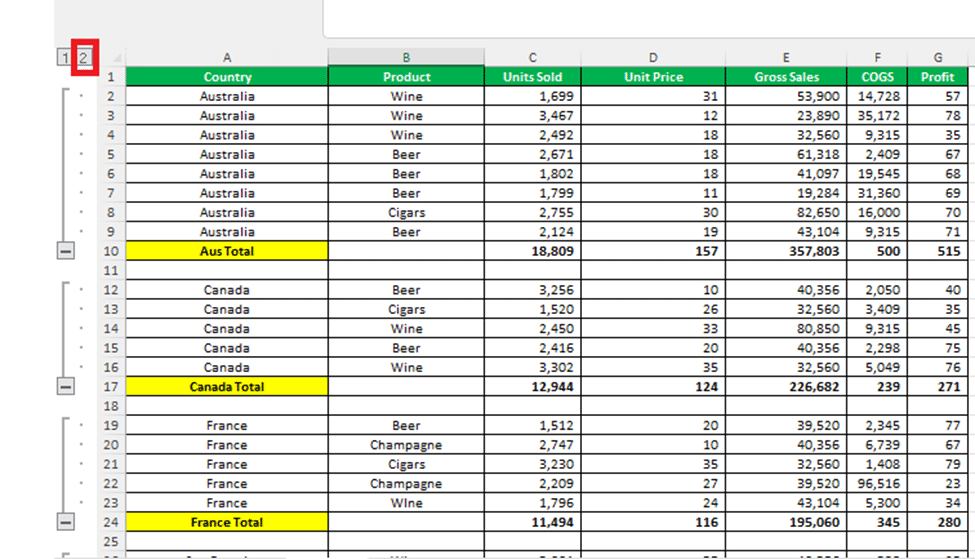 Start Grouping in Excel for better looking sheets