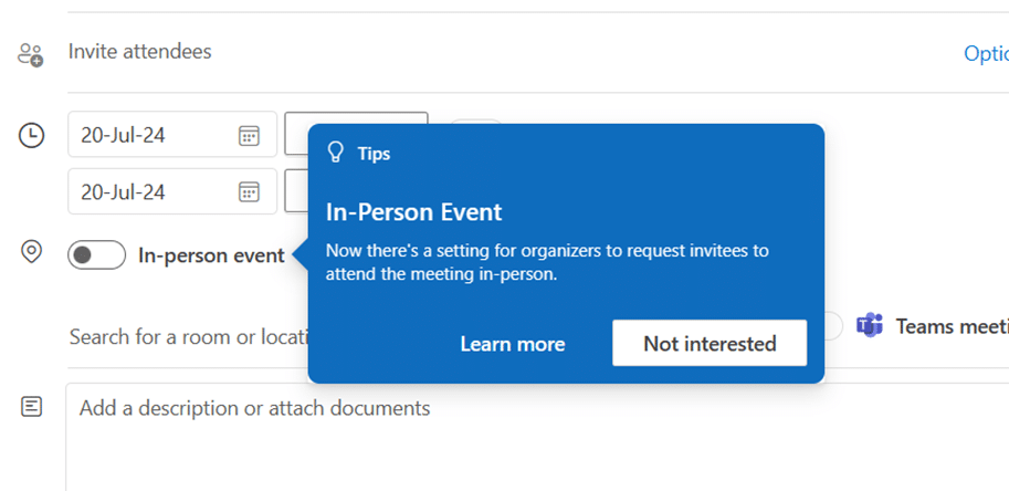 Tag your In-person events in Outlook