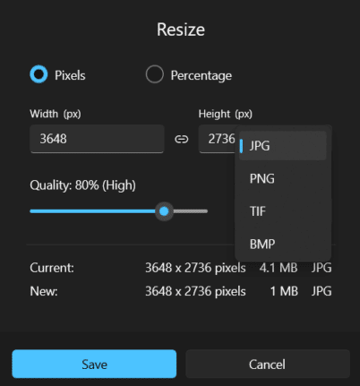 Great image Resize options now in Windows