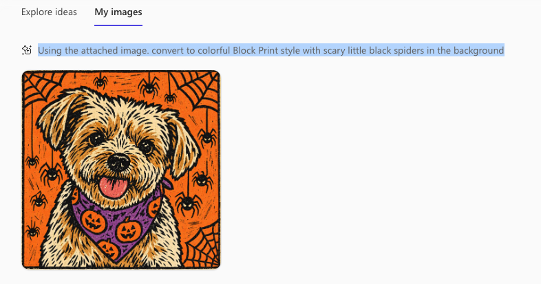 Scary block print dog with pumpkins and spiders for Halloween : Office-Watch.com