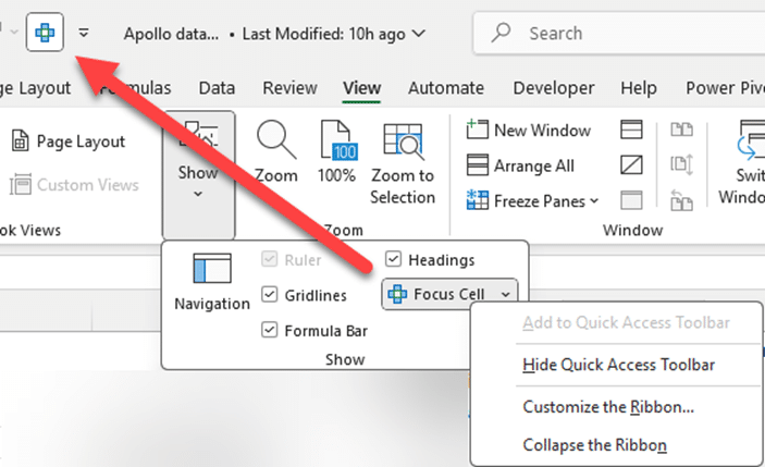 Focus Cell for better highlighting in Excel