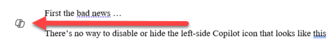 How to turn off the Copilot icon in Word 365
