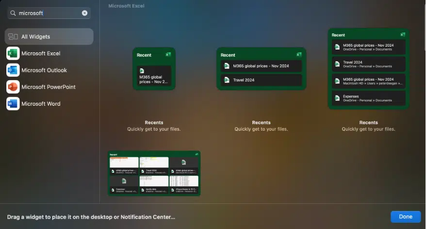 Office widgets come to Mac computers