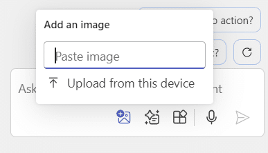 Add pictures to Copilot questions