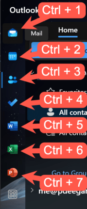 Quick View shortcuts for Outlook