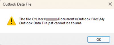 Outlook Data File Error Message Outlook PST files and OneDrive - Office Watch