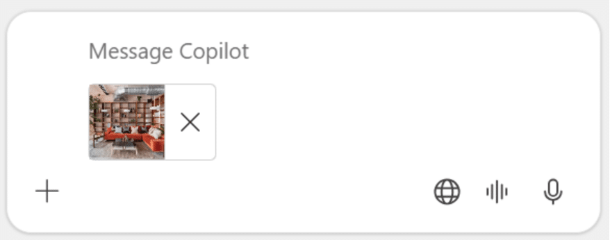 Upload a phone image to Copilot chat