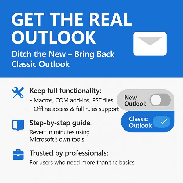 How to get ‘real’ Outlook (classic) instead of new Outlook