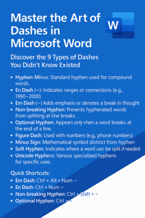 Master hyphens, em-dash, en-dash and more in Microsoft Word