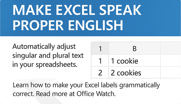 Add Singular or Plural text in Excel