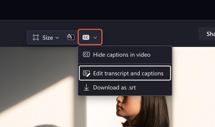 Transcript can now trim Clipchamp videos