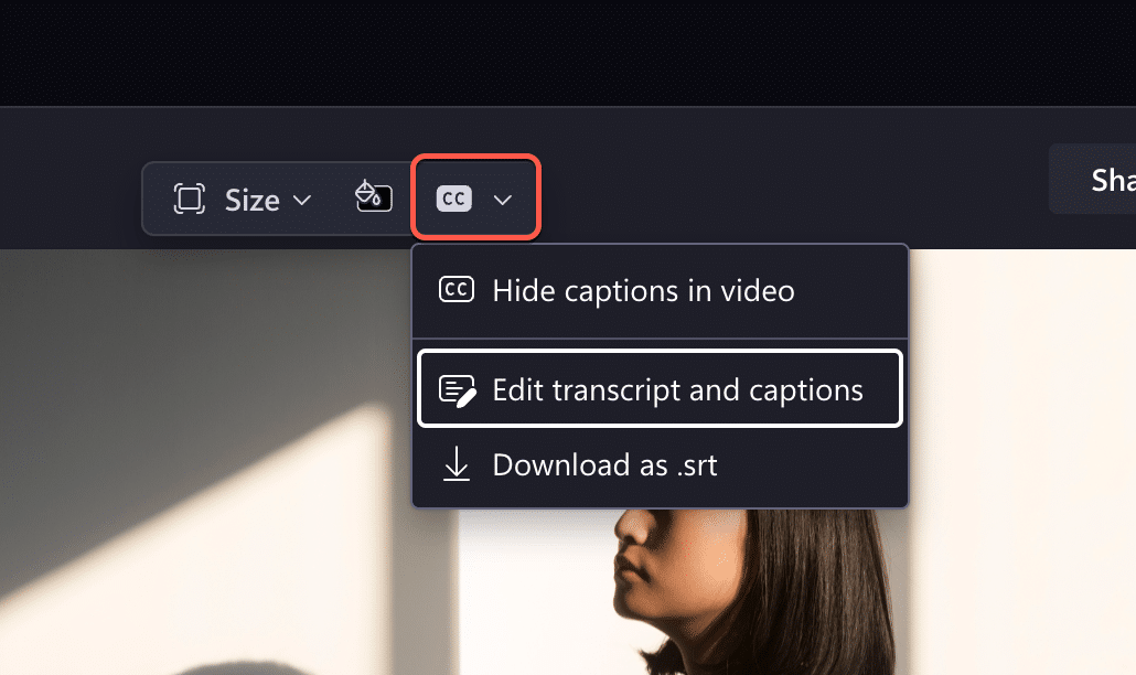 Transcript can now trim Clipchamp videos