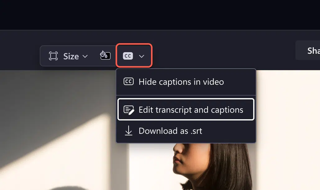 Transcript can now trim Clipchamp videos