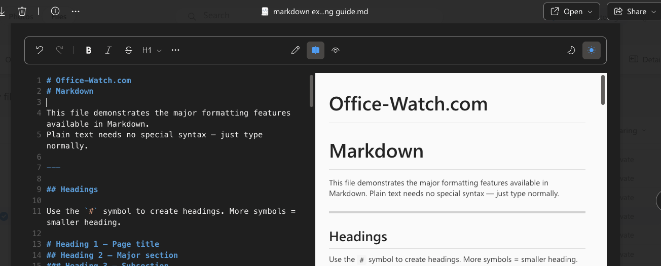 Markdown editing lands in OneDrive and SharePoint