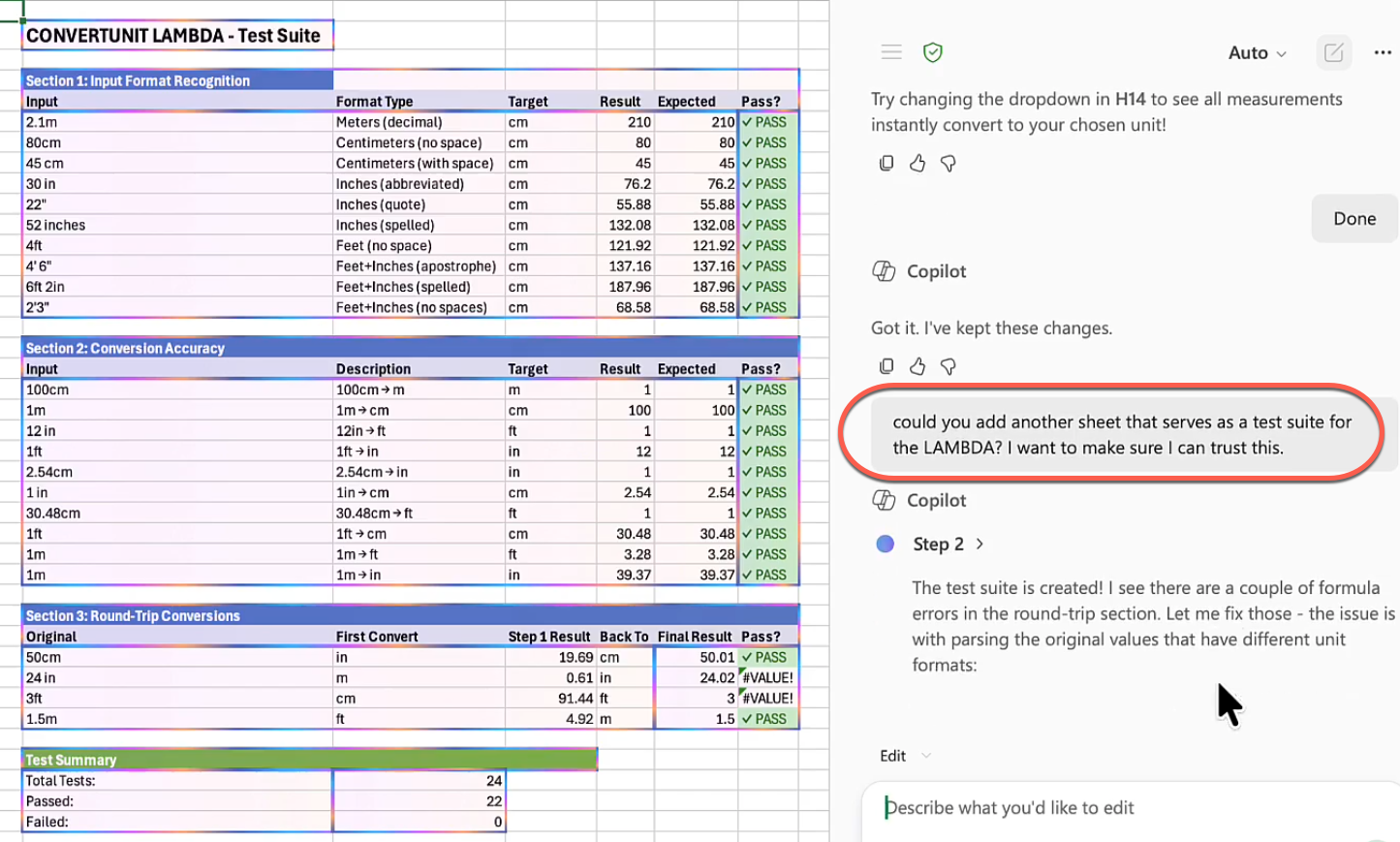 Smart measurement conversion – clever Copilot in Excel