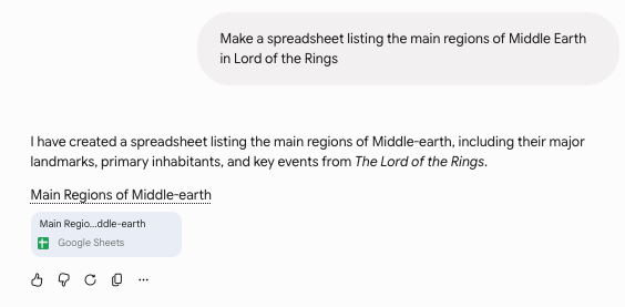 AI chatbot creates a Google Sheet of Middle-earth regions : Office-Watch.com
