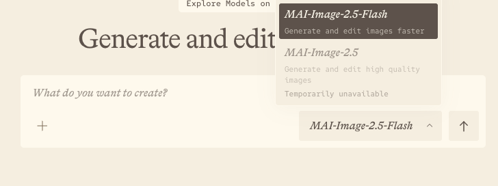 MAI-Image-2.5-Flash dropdown menu : Office-Watch.com