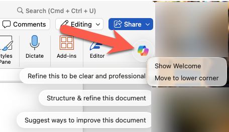 PowerPoint's Share menu shows the Explainer feature with options to refine and structure slides. : Office-Watch.com