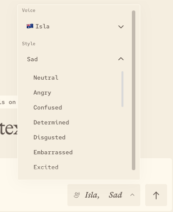 Screenshot of PowerPoint Explainer feature voice selection interface : Office-Watch.com