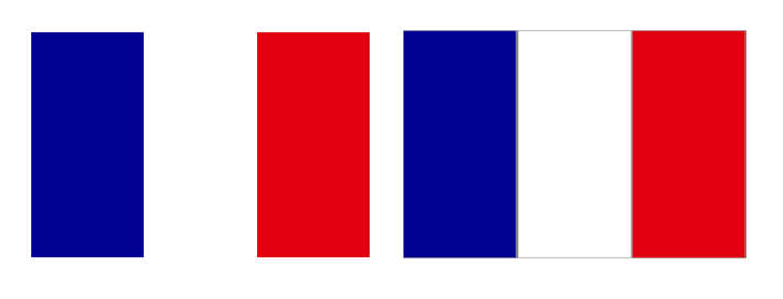 French flag colors in vertical stripes: blue, white, red : Office-Watch.com