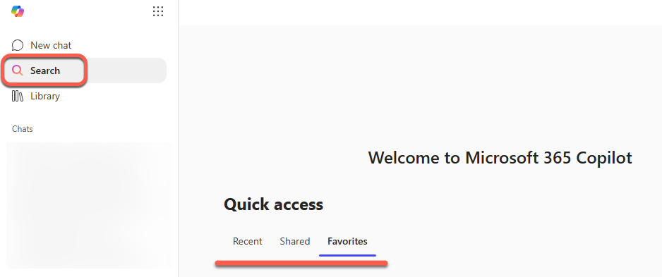 Search bar in Microsoft 365 Copilot with highlighted search button : Office-Watch.com
