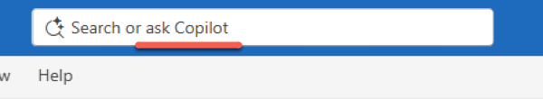Search or ask Copilot in a PowerPoint interface with a red underline. : Office-Watch.com