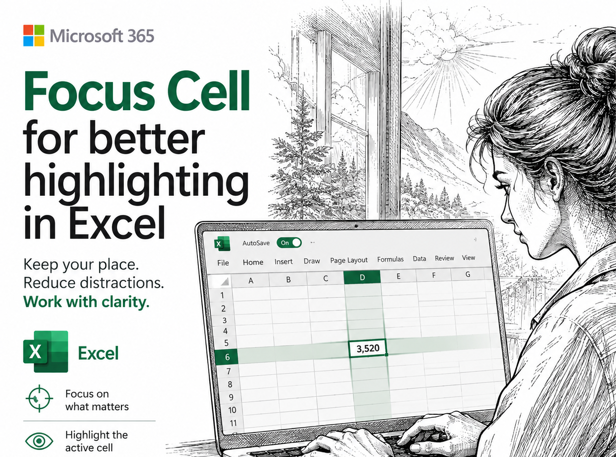 Excel 365 Focus Cell: Highlight the Row and Column You Are In