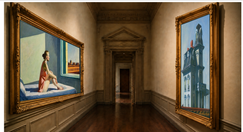 Edward Hopper paintings in a museum hallway : Office-Watch.com