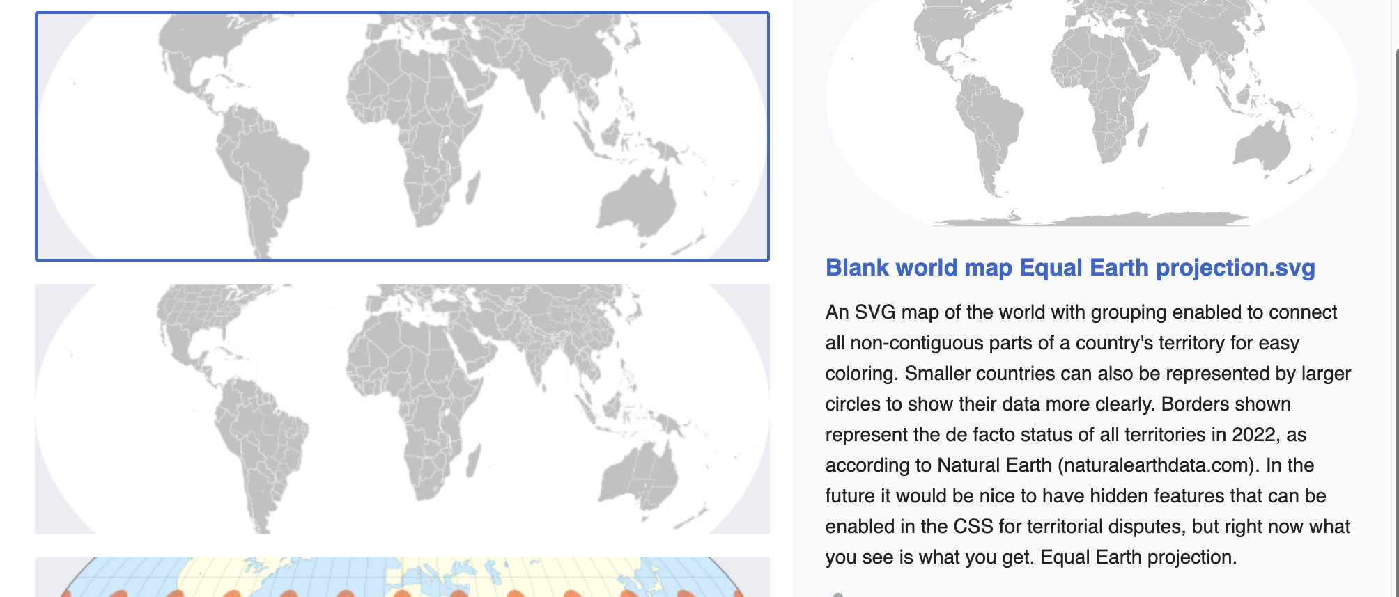 Blank world map using Equal Earth projection, showing continents and country borders. : Office-Watch.com
