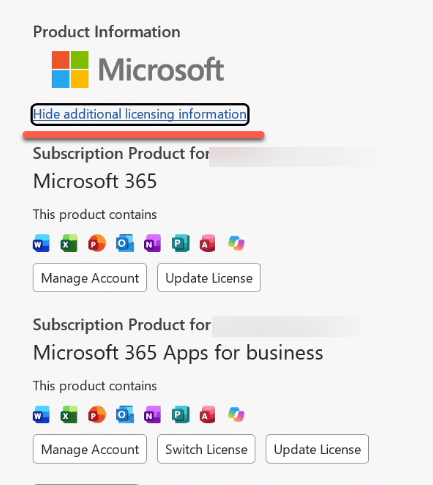 Microsoft 365 product information showing two subscription plans and their app icons. : Office-Watch.com