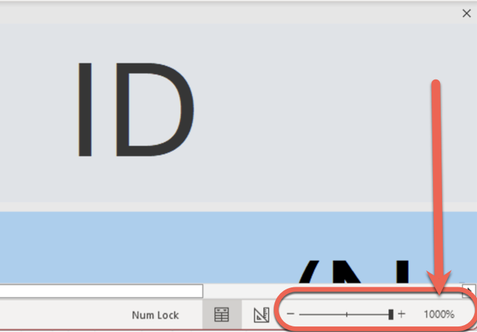 Microsoft Access zoom slider showing 1000% zoom level. : Office-Watch.com