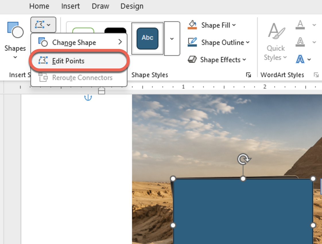Microsoft Word's "Edit Points" option for shape manipulation : Office-Watch.com