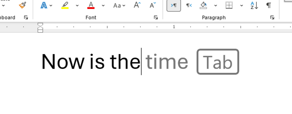 Microsoft Word shows text prediction suggestion : Office-Watch.com