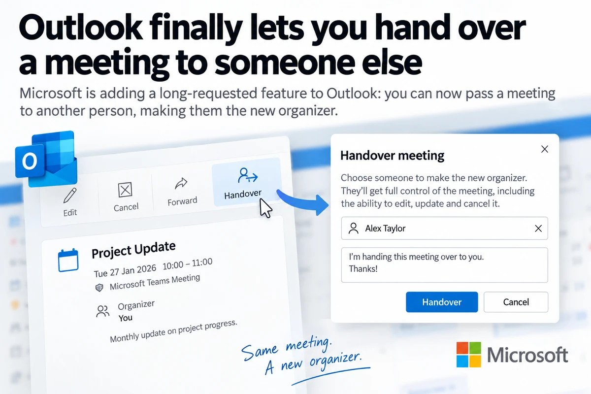 Outlook Change Organizer: Hand Off Meetings Without Canceling