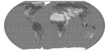 World map projection showing continents and grid lines greyscale : Office-Watch.com