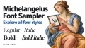 Michelangelus font sampler showing regular, italic, bold, and bold italic styles. : Office-Watch.com