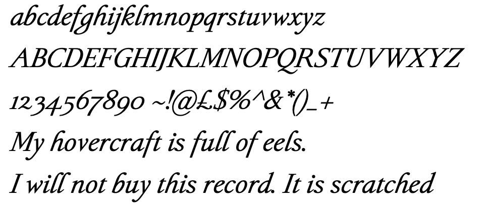 Michelangelus typeface: Italic : Office-Watch.com
