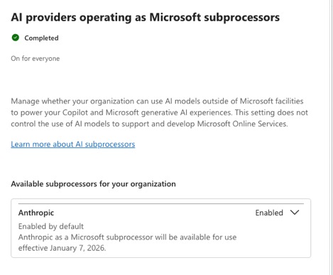 Microsoft Copilot AI subprocessors setting: Anthropic : Office-Watch.com